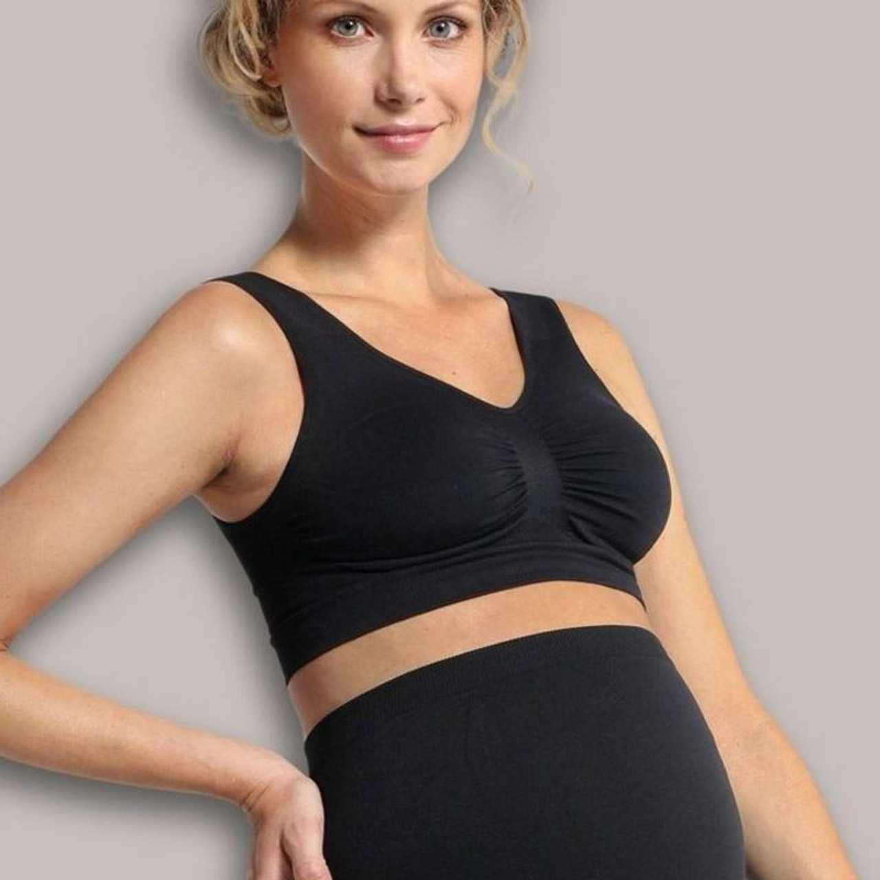 Carriwell Black Seamless Drop Cup Adjustable Maternity And Nursing Bra Large, Hospital Essentials, Expecting Mothers, Baby