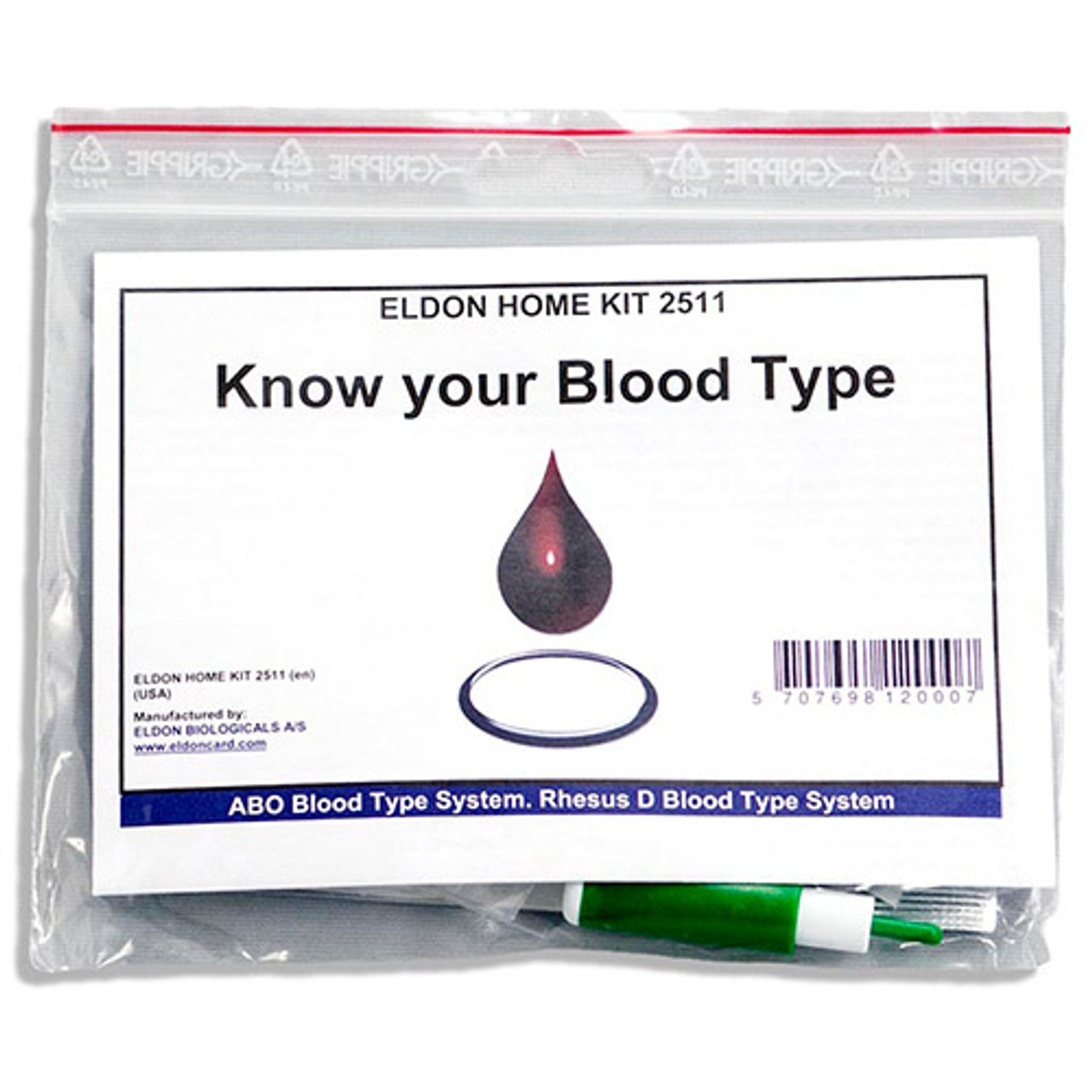 ELDONCARD BLOOD TYPE TEST COMPLETE KIT A,B,O,AB & RHESUS D 