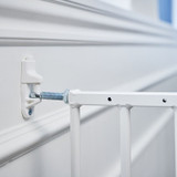 DogSpace Charlie Extra Tall Extending Dog Gate, White (63.5-107cm) wall