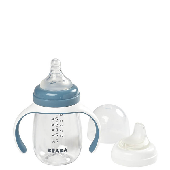 Beaba 2 in1 Learning Bottle 210ml - Windy Blue