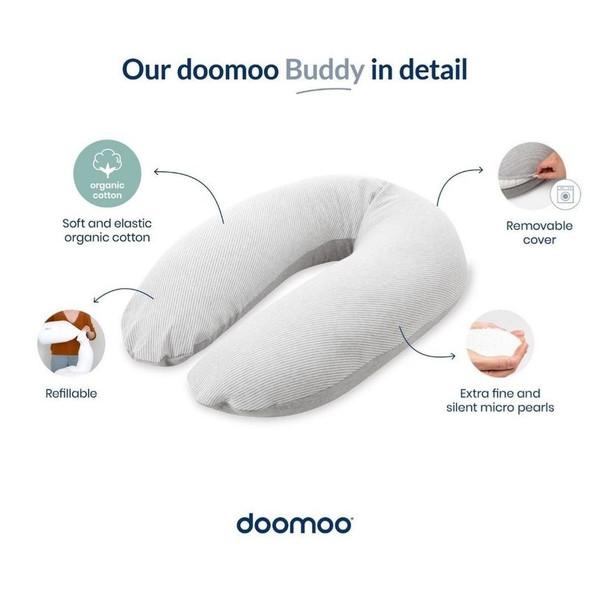Doomoo Muslin Maternity Pillow - Silver Dots 2
