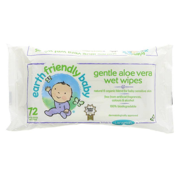 Earth Friendly Baby Gentle Aloa Vera Wet Wipes 72 pack