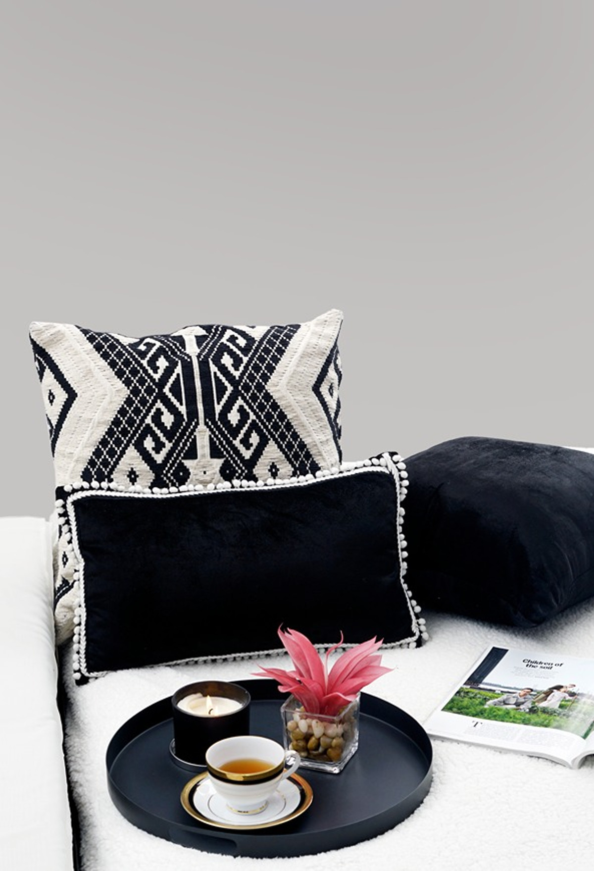 Large black and white clearance pillows