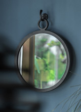 Round Mirror With Hook (Black)