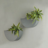 Semi Circle Wall Planters - Set Of 2 (Dark Grey)