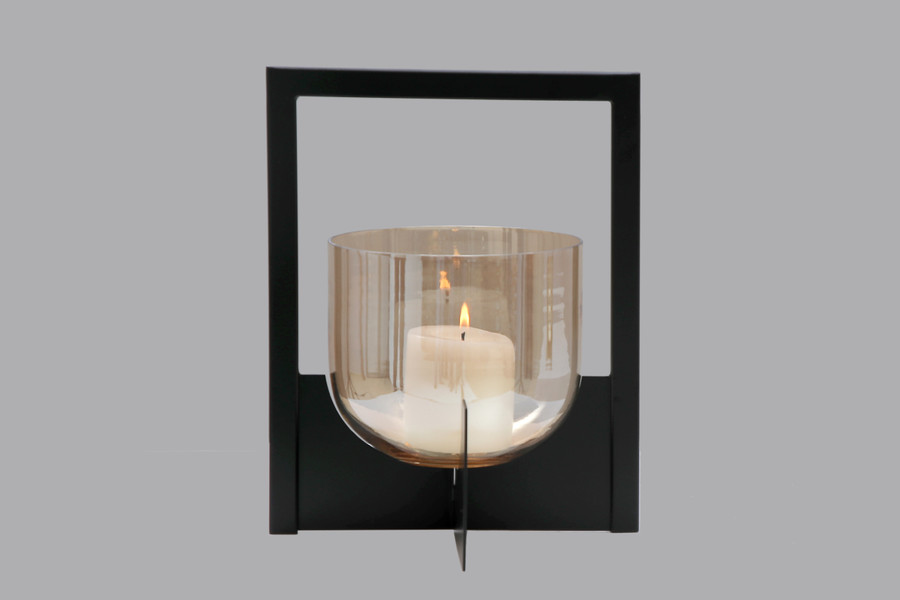 Lantern With Lustre Glass (Black)