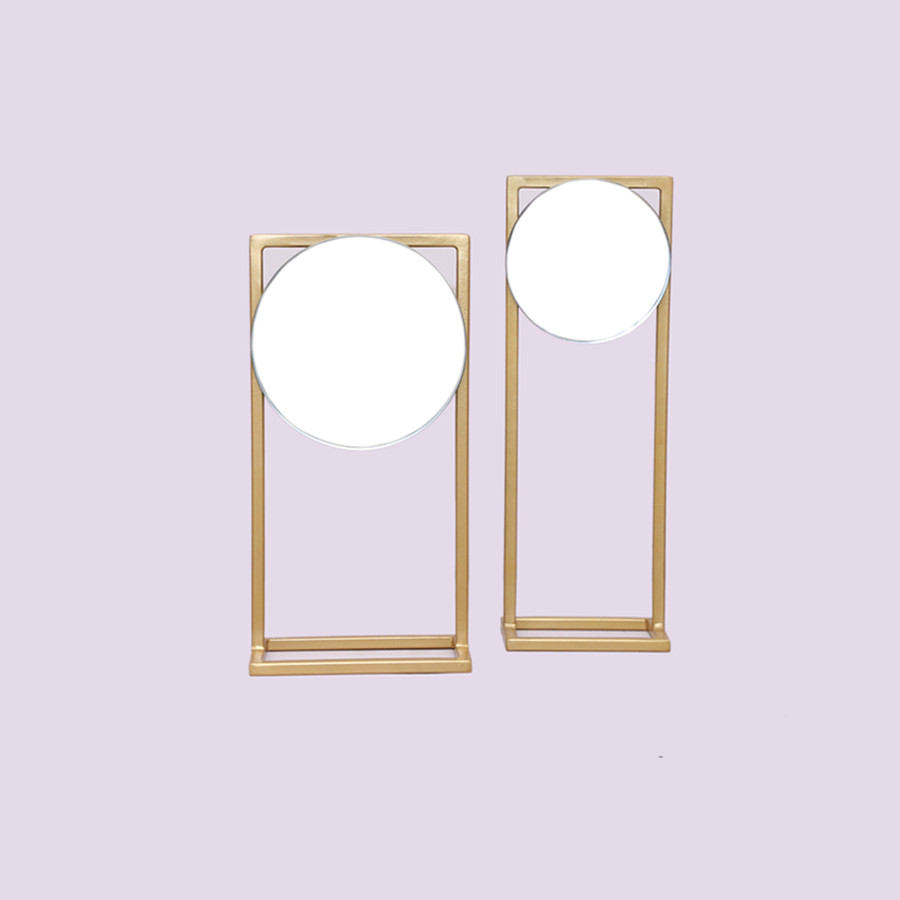 Two Table Top Mirrors (Gold)