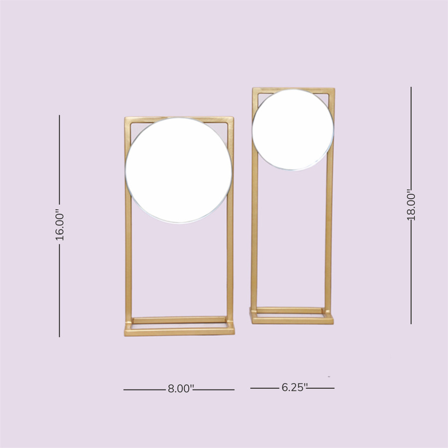 Two Table Top Mirrors (Gold)