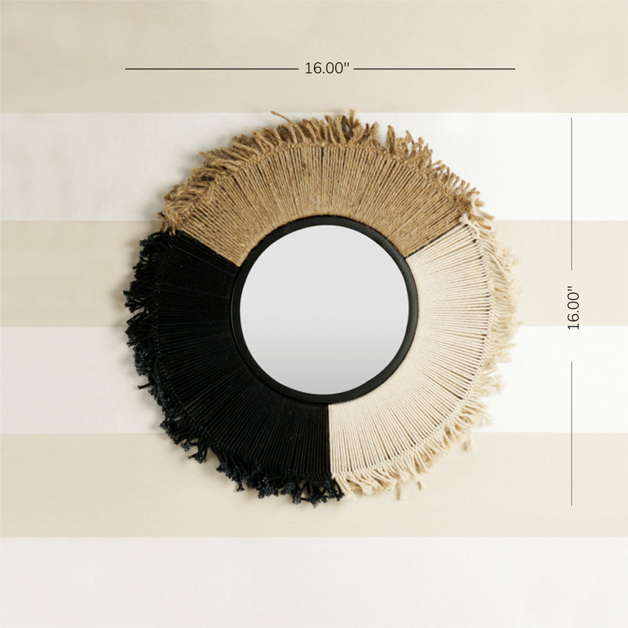 Boho Modern Round Wall Mirror