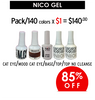 NICo Gel Cat Eye/Mood Cat Eye/Base/Top/Top No Cleanse Prepacked/140 pc x $1 (Final Sale) No Sample Tip