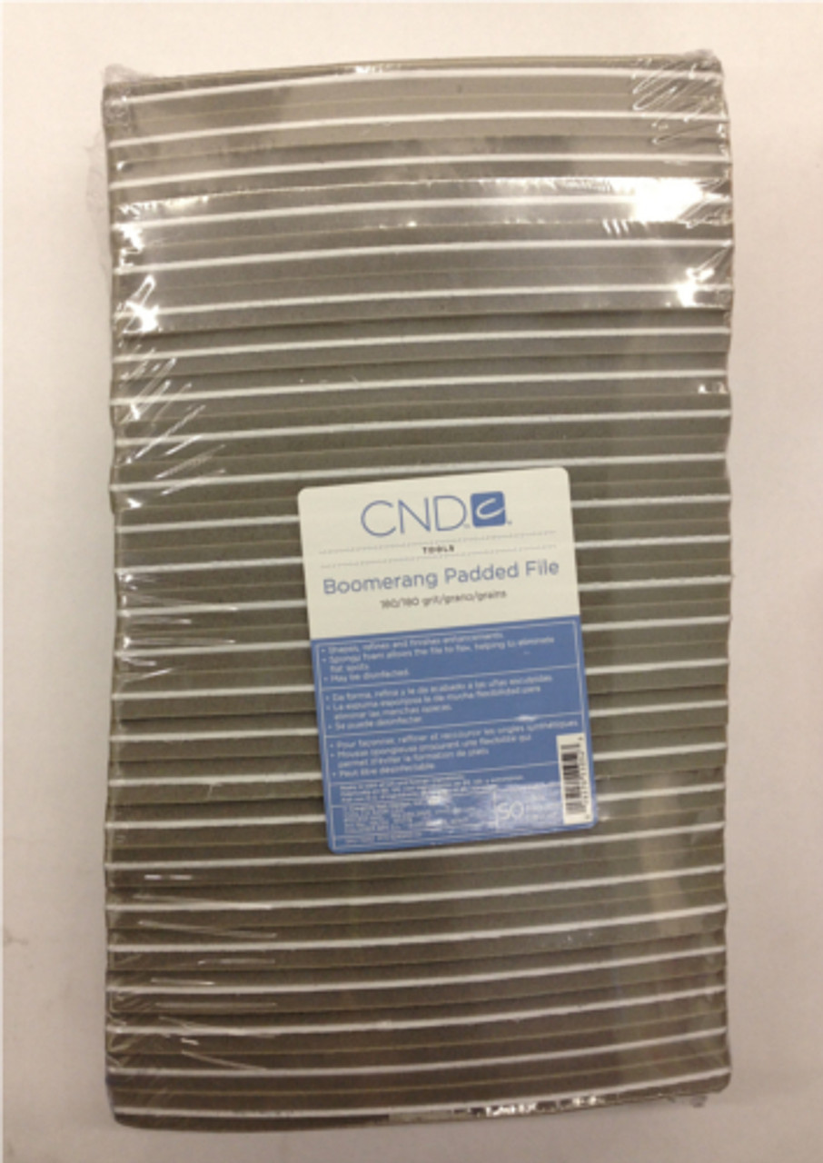 CND Boomerang Padded File 180/180 Grit (Pack of 50) - Princess Nail Supply