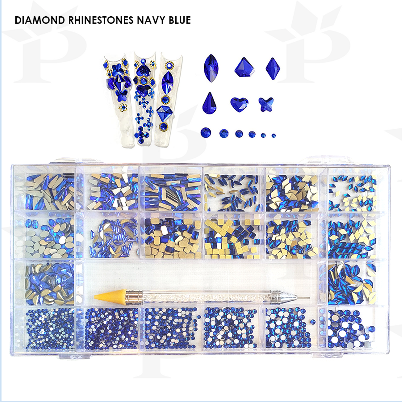 Wavegel Rhinestone Kit Box Navy blue - Princess Nail Supply