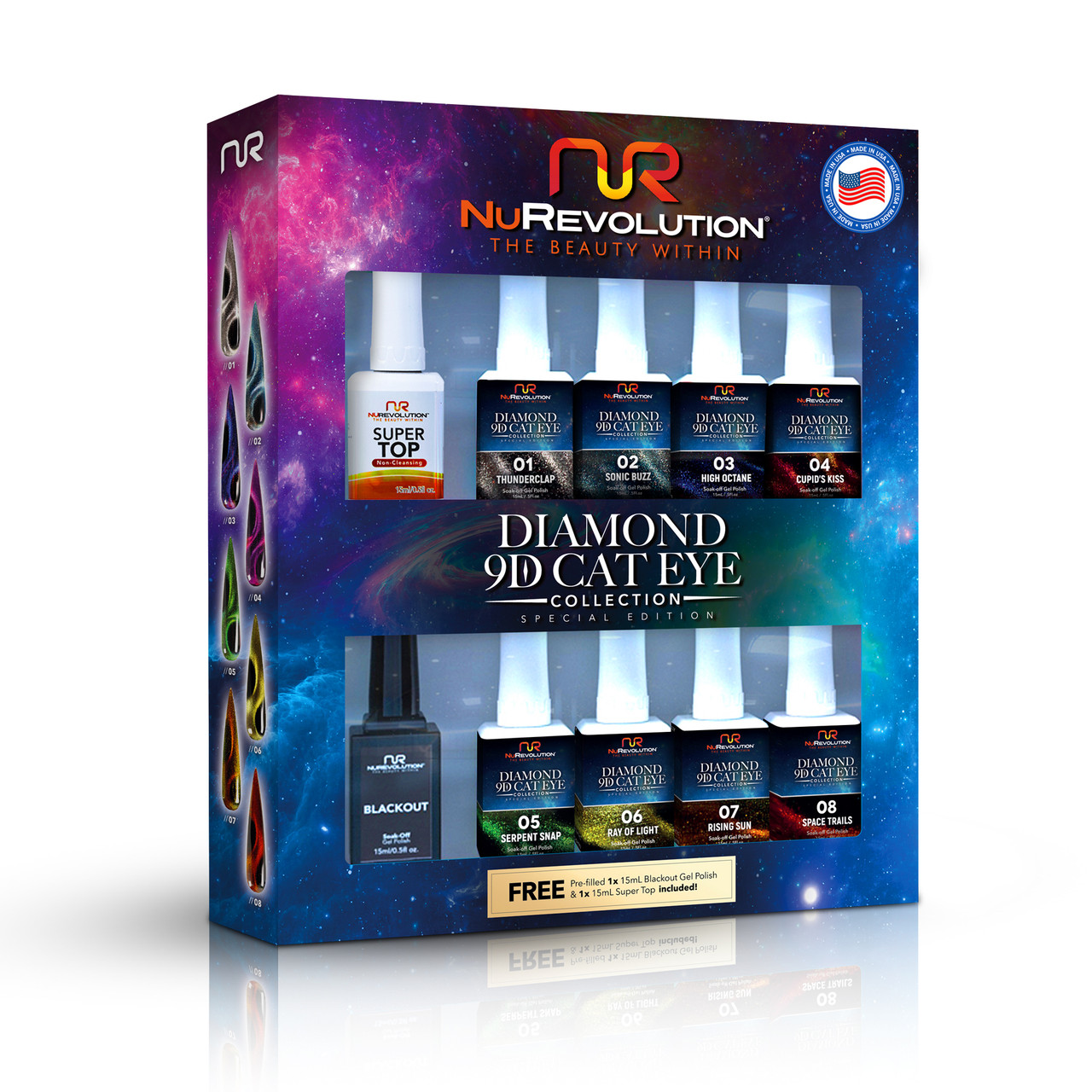 NR Collect Diamond 9D Cat Eye Gel Kit/10pcs - Princess Nail Supply