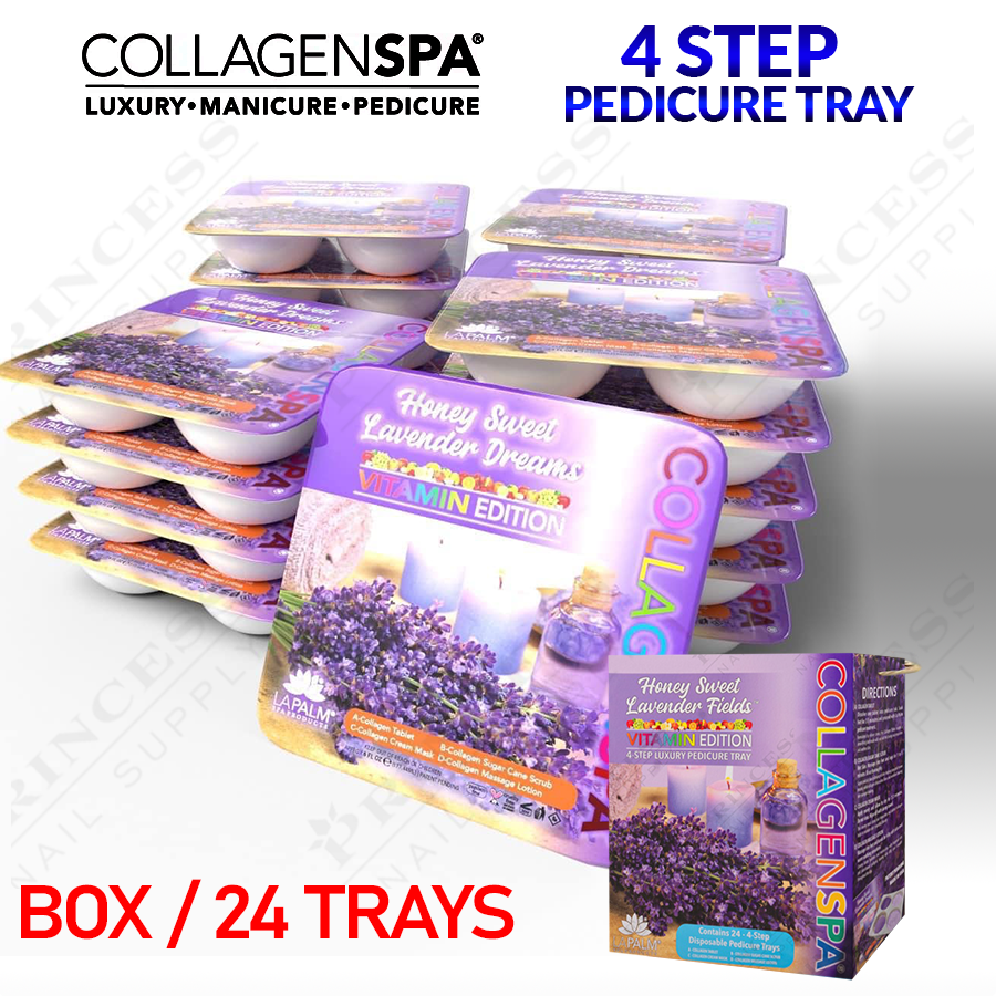 LP Collagen Spa 4 Step Pedi Tray Box/24 tray - Lavender