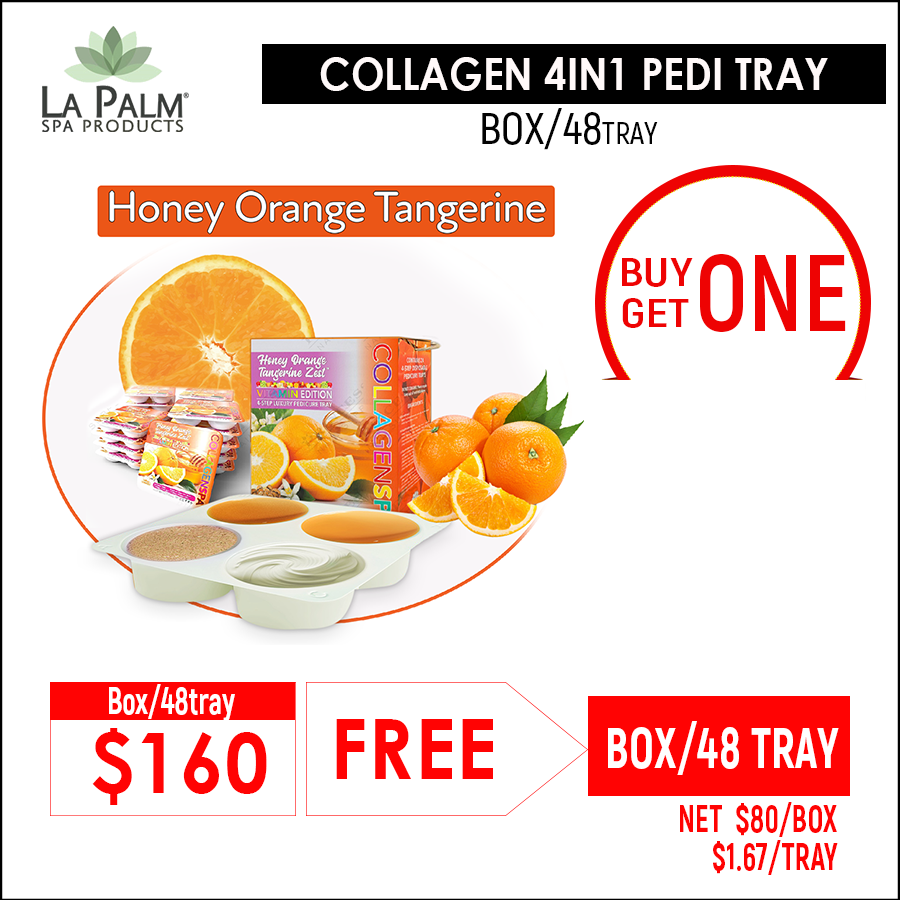 LP Collagen Spa 4 Step Pedi Tray Case/4 box/96 trays - Orange