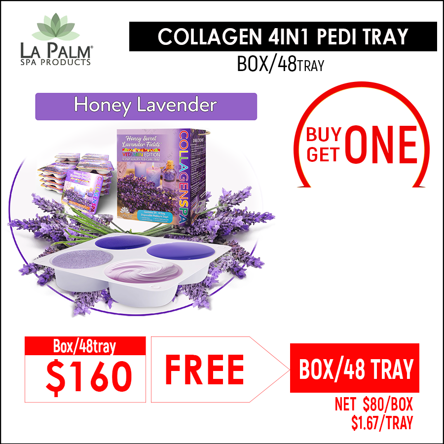 LP Collagen Spa 4 Step Pedi Tray Case/4 box/96 trays - Lavender