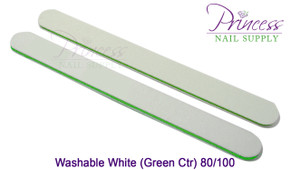 Princess Nail Files - 50 per pack - Washable White/Green - Grit: 80/100