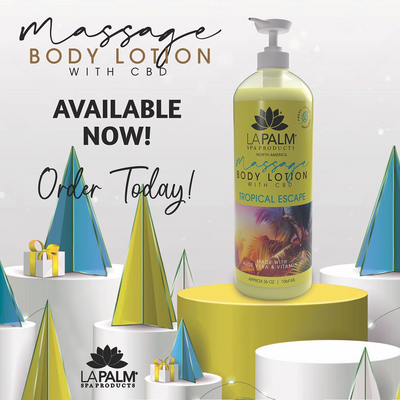 La Palm Massage Body Lotion w/CBD 36oz Case/12pcs - Honey Pearl