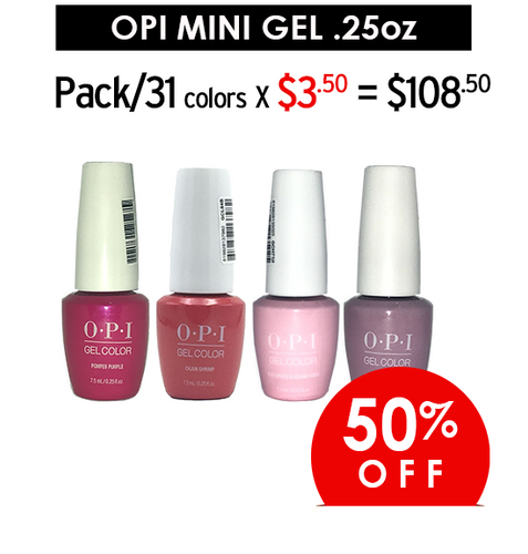 OPI GelColor .25oz Mini Bottle Prepacked/ 31 colors x $3.50 (Final Sale)