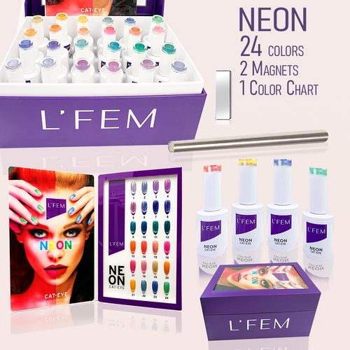 L'Fem Neon Cat Eye Gel Kit/ 24 colors.