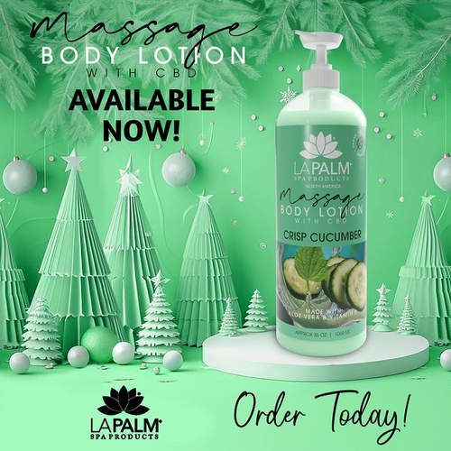 1La Palm Massage Lotion w/CBD 36oz - Crips Cucumber