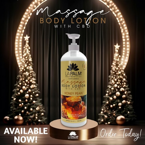 1La Palm Massage Lotion w/CBD 36oz - Honey Pearl