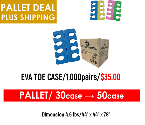 Pallet Deals EVA Toe Separators Case/1,000pairs multi colors x $35