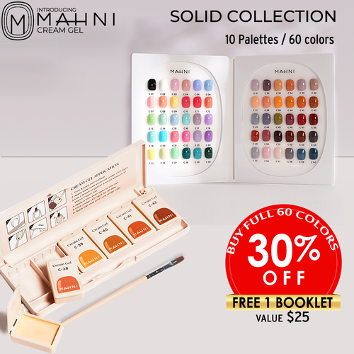 Mahni Cream Gel Solid 10 Palette/6colors: #01-60, Free 1 Book (value $25)