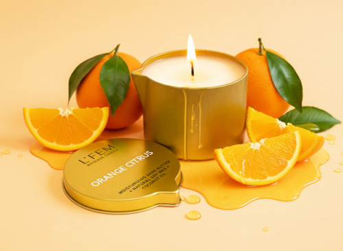 L'Fem Massage Candle 8oz - Orange Citrus  50% Off Net $7.50/EA L'Fem Massage Candle 8oz - Orange Citrus  50% Off Net $7.50/EA