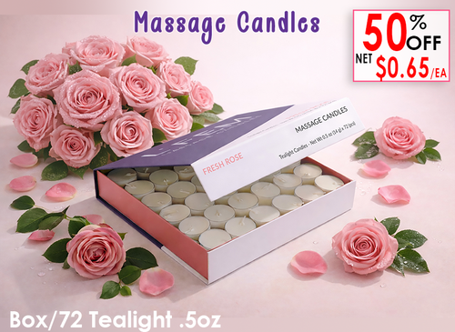 L'Fem Massage Candle Tealight .5oz. Box/72pcs - #01 Fresh Rose
