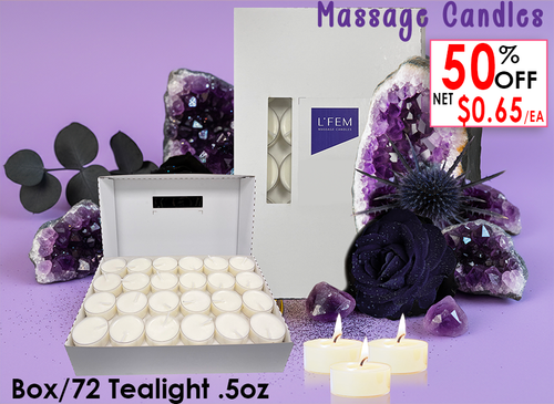 L'Fem Massage Candle Tealight .5oz. Box/72pcs - #11 Black Amethyst