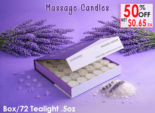 L'Fem Massage Candle Tealight .5oz. Box/72pcs - #04 Lavender