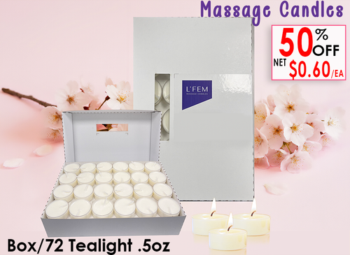 L'Fem Massage Candle Tealight .5oz. Box/72pcs - #15 Japanese Cherry