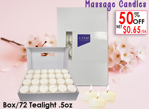 L'Fem Massage Candle Tealight .5oz. Box/72pcs - #15 Japanese Cherry