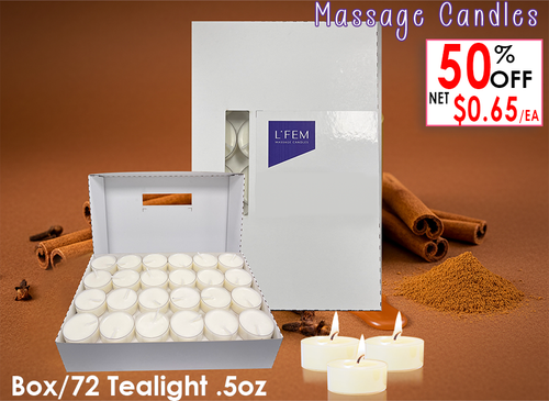 L'Fem Massage Candle Tealight .5oz. Box/72pcs - #20 Sexy Cinnamon Clove