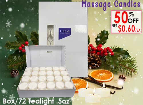 L'Fem Massage Candle Tealight .5oz. Box/72pcs - #25 Velvet Pine