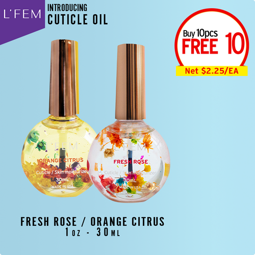 L'Fem Cuticle Oil 1oz/30ml Buy 10 Free 10 = 20pcs x $2.25. Pick your scents