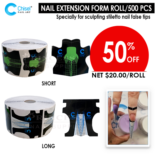 Chisel Nail Extension Form - Roll/500pcs