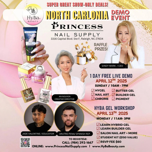 Hyba Hands on Nail Class/April 13th, 2026/North Carolina/ Princess Nail Supply