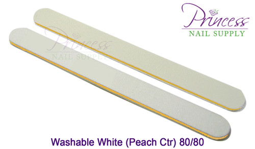 Princess Nail Files - 50 per pack - Washable White/Peach - Grit: 80/80