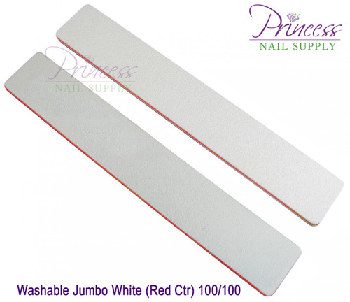 Princess Nail Files - Washable Jumbo White/Red Pack/50pcs - Grit Options