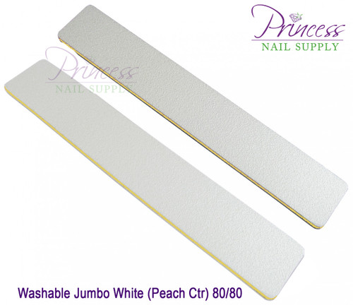Princess Nail Files - 50 per pack - Washable Jumbo White/Peach - Grit: 80/80
