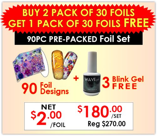 WaveGel Foil - Pre-Packed Foil (30 Designs + 1 BLINK GEL FREE) - BUY 2 FREE 1 (Choose 3 Options)