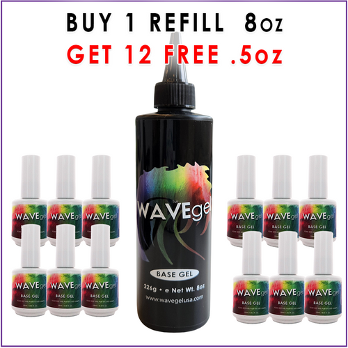 WaveGel Base Coat Refill 8oz - GET 12 FREE BASE GEL 0.5 oz