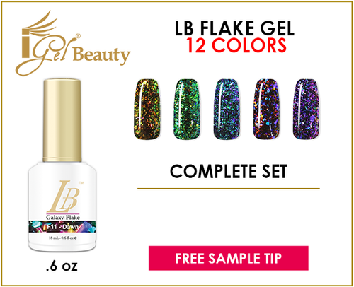 LB Galaxy Flake Gel - 12 Colors (#F01-#F12) + 1SAMPLE TIP ($5.43 each)