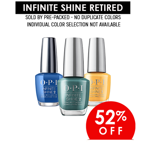 OPI Retired Infinite Shine .5oz Prepacked/ 176 colors x $3.5 (Final Sale)