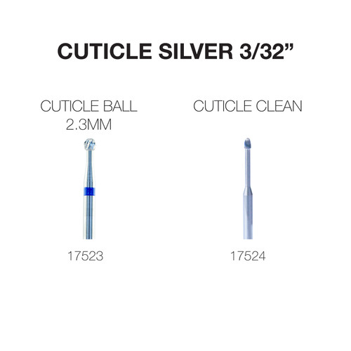 PND/Cre8tion Carbide Bit - Cuticle Silver 3/32" (Ball or Clean)