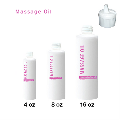 Empty Bottle - Massage Oil with white cap (Choose your size)