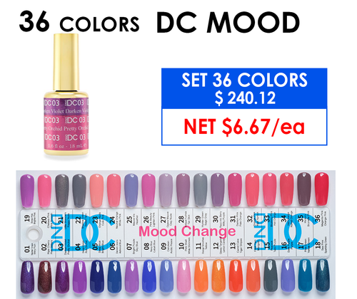 DC Mood Gel #01-#36 = 36 colors x $5 + 1Tip