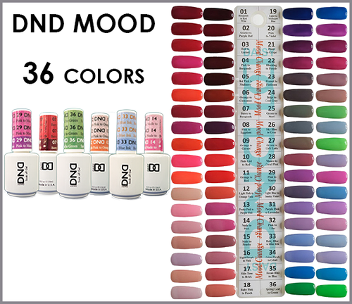 DND Mood Gel #01-#36 (Out of Stock #13,24) = 34 Colors x $5 + 1 Tip